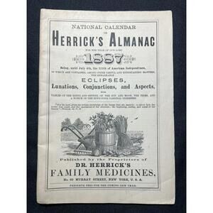 1887 Calendar Herrick’s Almanac Eclipses Aspects Family Medicine Recipes Farming